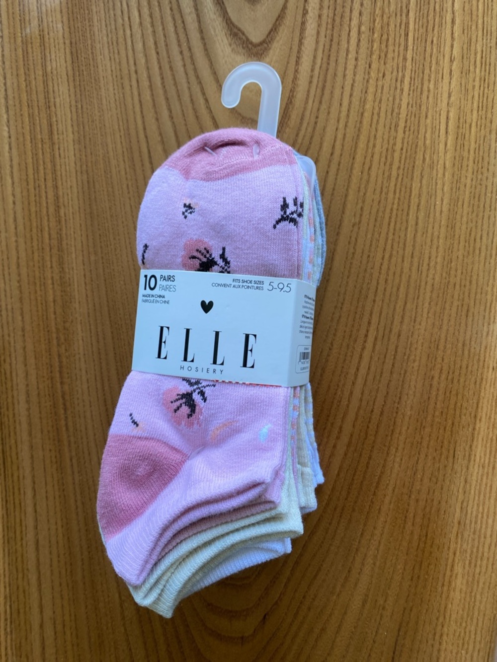 Elle Pink Floral No-Show Socks - Pack of 10